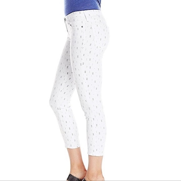 AG Adriano Goldschmied Stilt Cigarette Crop Jean Mosaic Print Optic White  Sz 27 - Picture 3 of 16